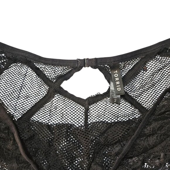 Torrid Black Lace Lingerie Nighty With Matching Bottoms Size 2 - Picture 5 of 5